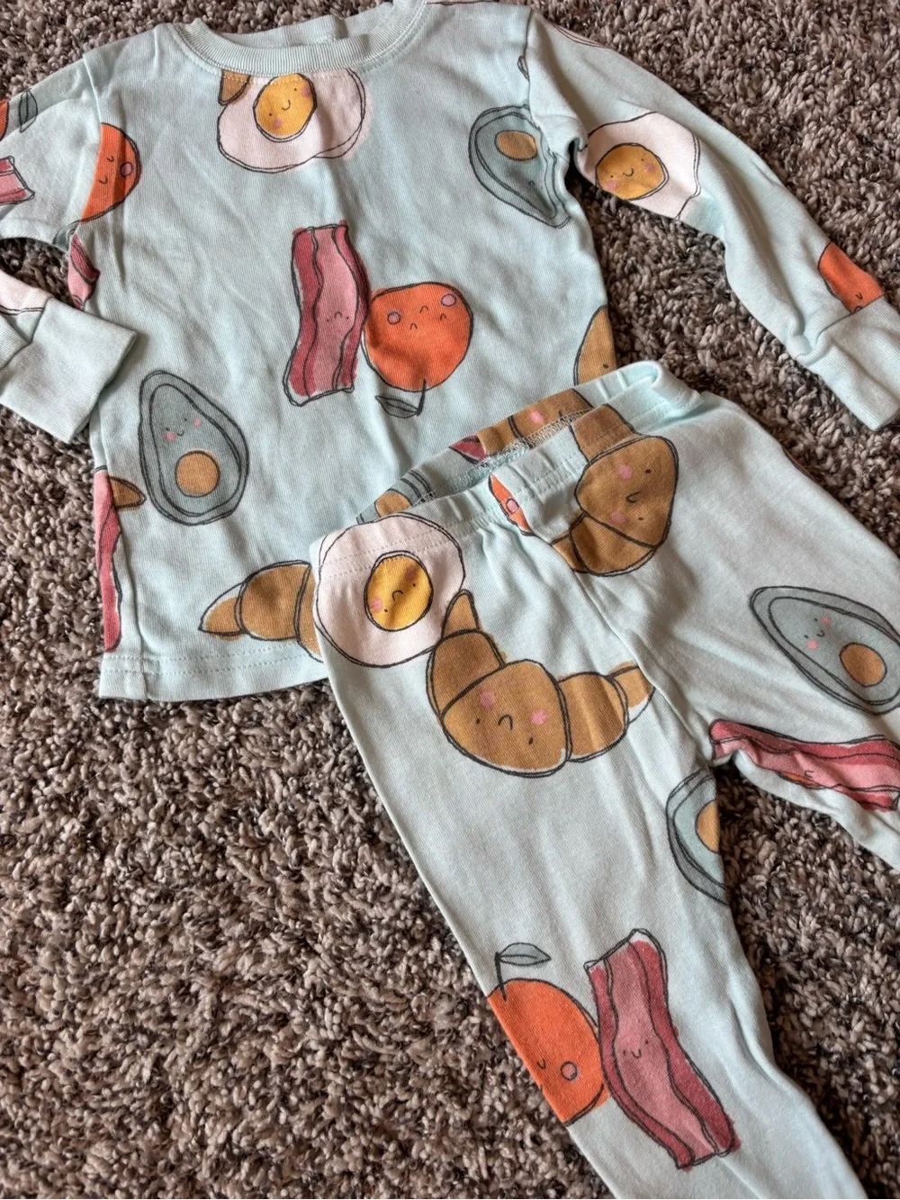 Carter's Pink & Light Blue Kids Breakfast 2-Piece Pajama Sets